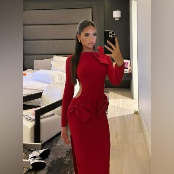 Lavele Red Bow Maxi Dress